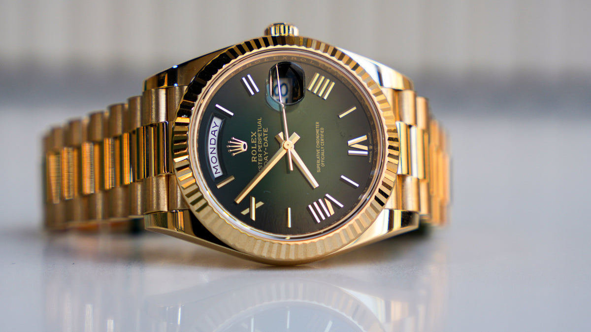 Pre-Owned Rolex Day-Date 40 Green Ombre Dial â€“ 228238