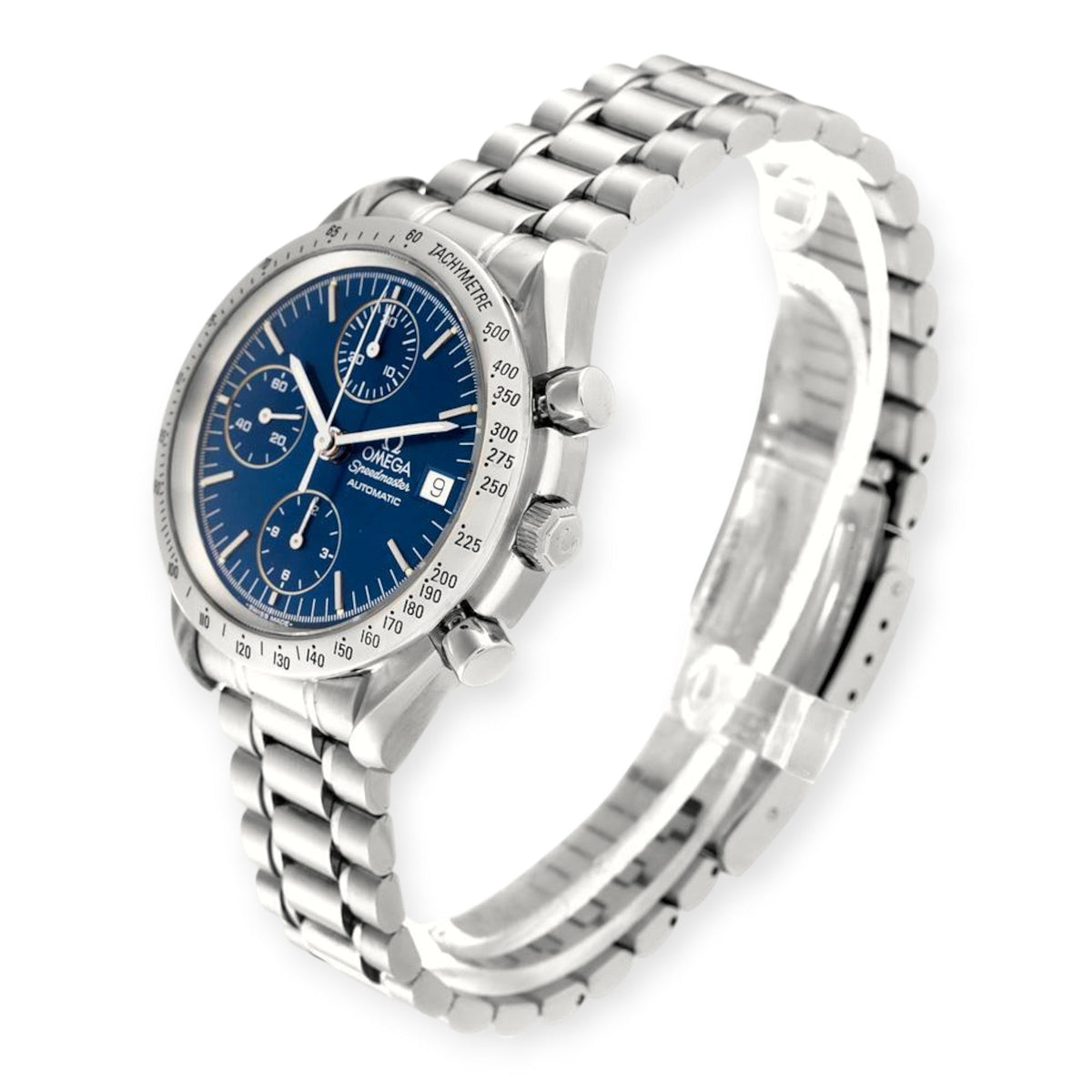Pre-Owned Omega Speedmaster 3511.80.00 Date Blue Dial Chronograph Mens Watch