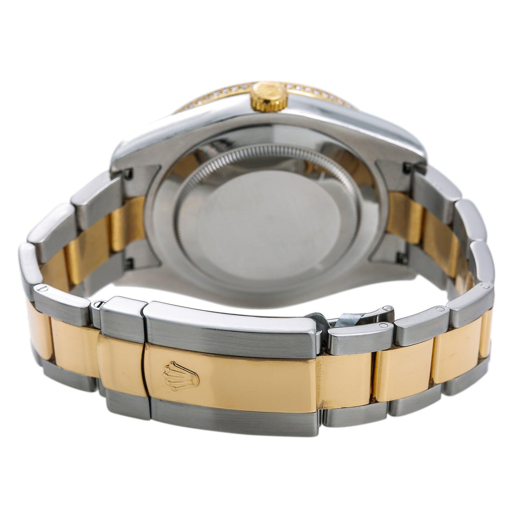 Pre-Owned Rolex Datejust II 41MM 116333 Champagne Roman Diamond Dial Diamond Bezel Two Tone Yellow Gold Oyster Bracelet