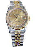 Pre-Owned Mens Rolex Two-Tone 18K/SS Datejust Champagne Diamond 16233