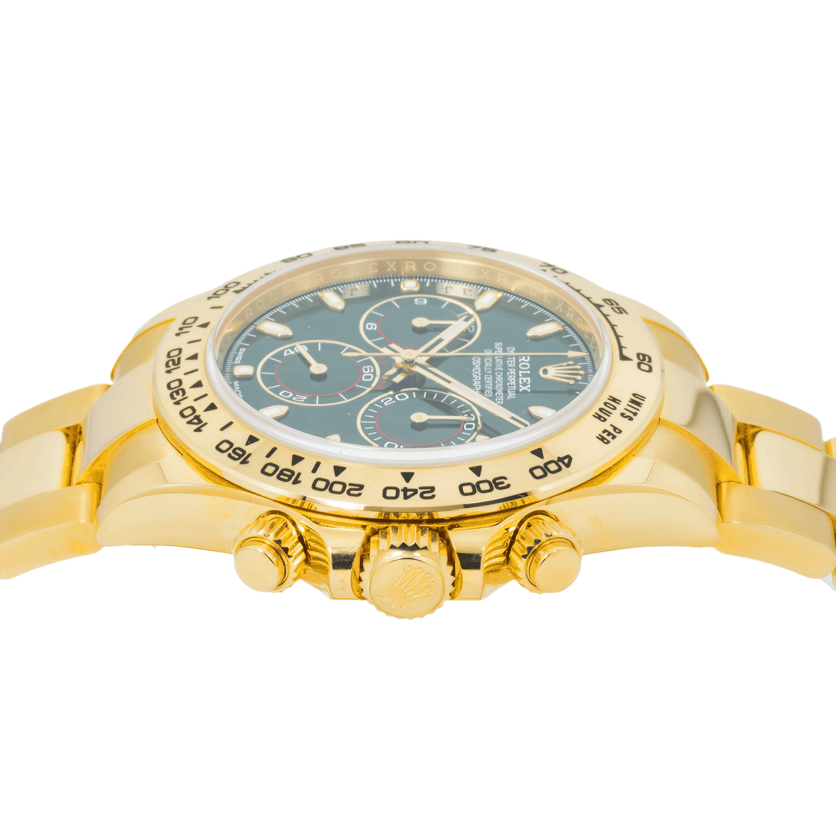 Pre-Owned Rolex Cosmograph Daytona 40MM 116508 John Mayer / Green Daytona Green Dial Tachymeter Bezel 18K Yellow Gold Oyster Bracelet