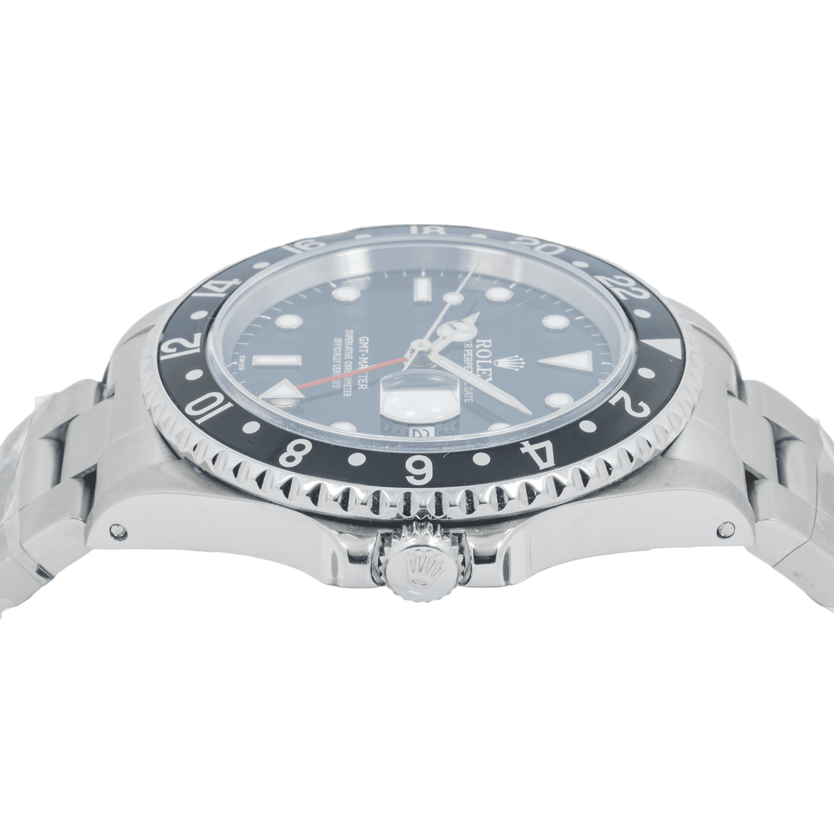 Pre-Owned Rolex Stainless Steel GMT Master II 40mm with Oyster Bracelet 16710, Black Insert