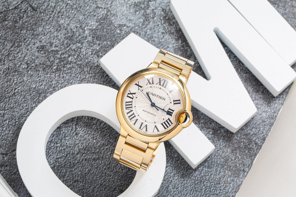 Pre-Owned Cartier Ballon Bleu WGBB0046 Yellow Gold 36MM Silver Dial