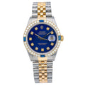 Pre-Owned Rolex Datejust 36MM 16013 Blue Diamond Dial Diamond Bezel Two Tone Yellow Gold Jubilee Bracelet 2ct