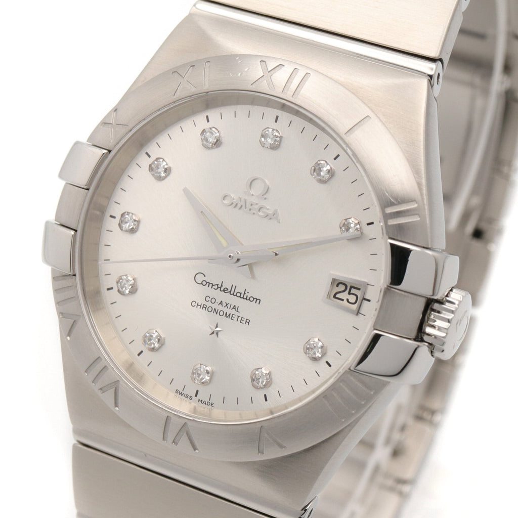 Pre-Owned Omega Constellation Co-Axial 11-Diamond Watch, Stainless Steel, Silver Tone, Men's,...