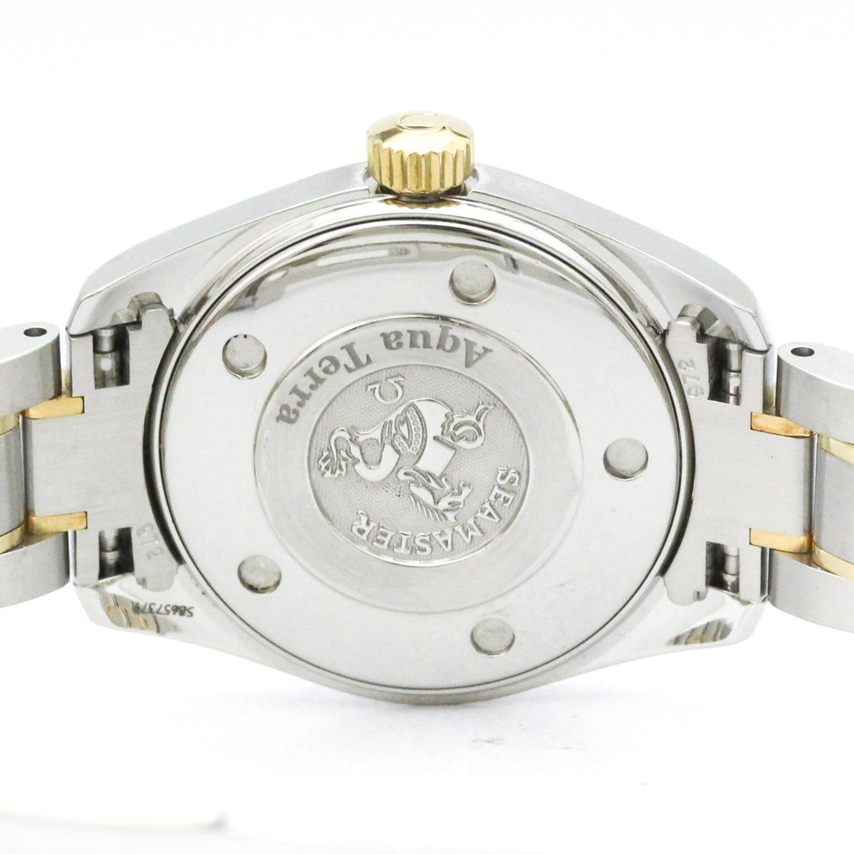 Pre-Owned OMEGA Seamaster Aqua Terra 18K Gold Steel Ladies Watch 2377.30 Polished