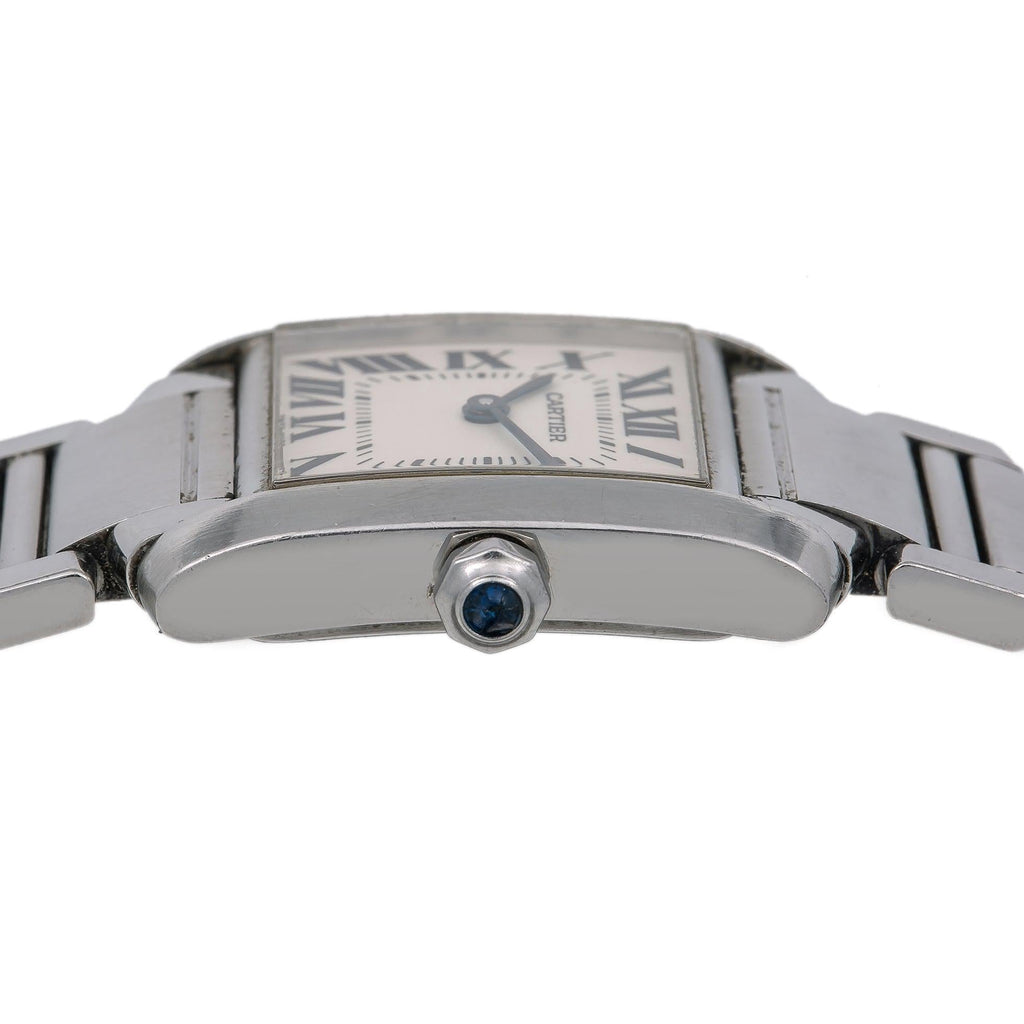 Pre-Owned Cartier Tank Française 25MM W51011Q3 / 2565 Silver Roman Dial Stainless Steel Bracelet