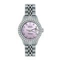 Pre-Owned Rolex Datejust 26MM 6916 Pink Mother of Pearl Diamond Dial Diamond Bezel Stainless Steel Jubilee Bracelet 1.2ct
