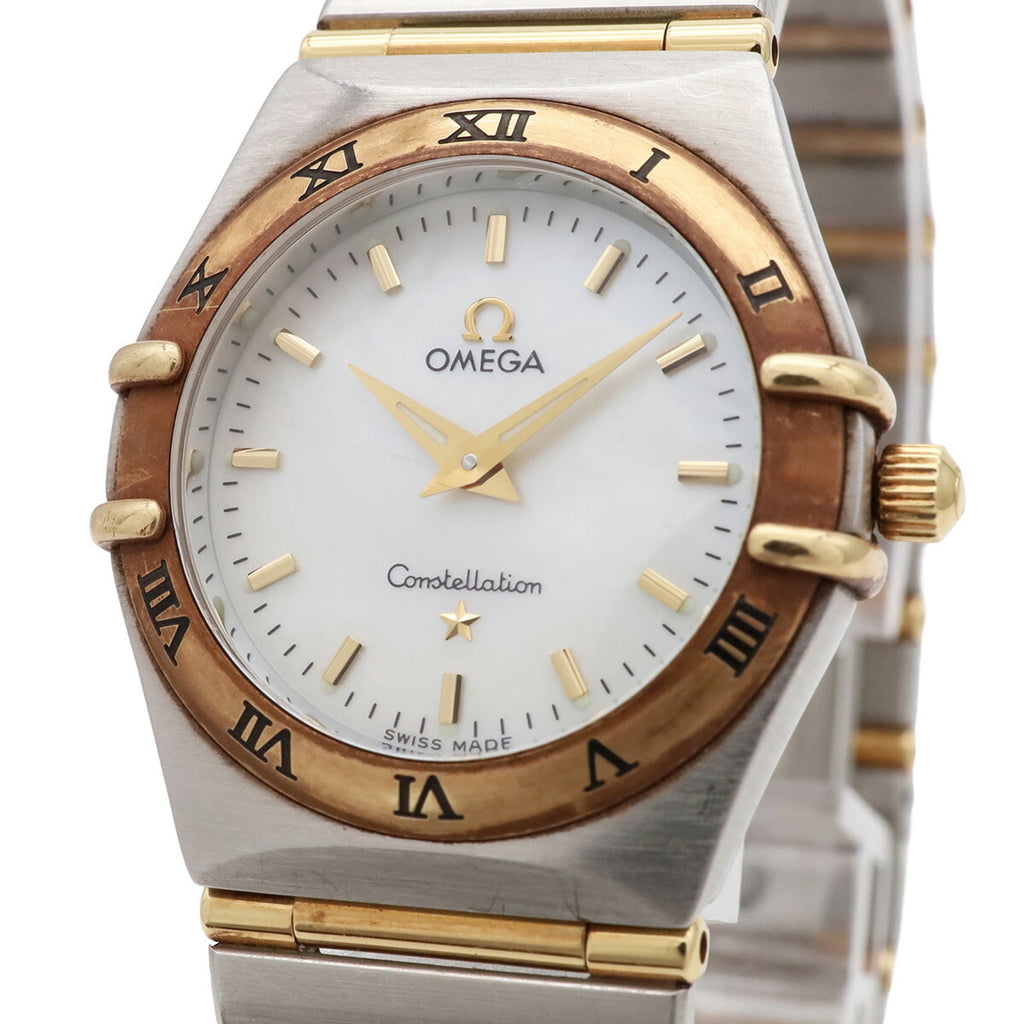 Pre-Owned OMEGA Constellation '95 Full Bar White Mother-of-Pearl Dial Stainless Steel Yellow...