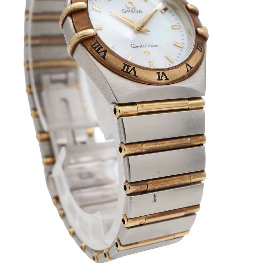 Pre-Owned OMEGA Constellation '95 Full Bar White Mother-of-Pearl Dial Stainless Steel Yellow...