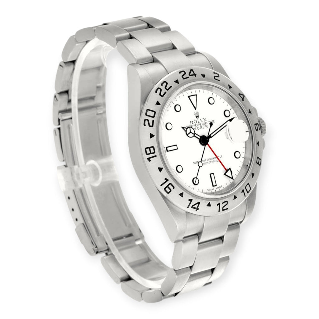 Pre-Owned Rolex Explorer II 16570 Polar White Dial Steel Mens Watch