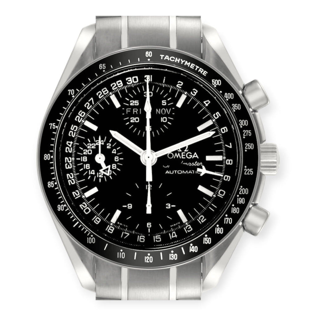 Pre-Owned Omega Speedmaster Day-Date 3520.50.00 Black Dial Steel Mens Watch