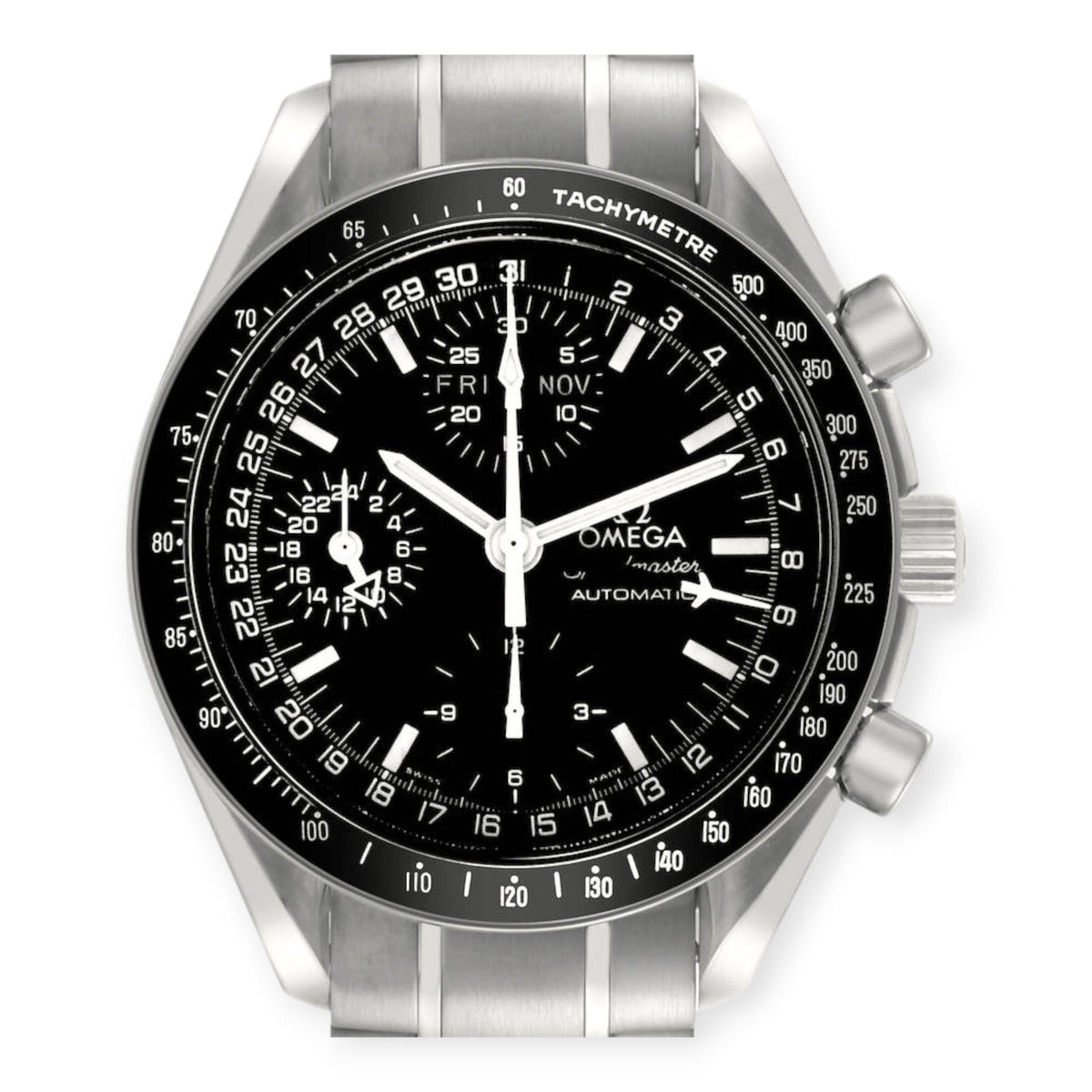 Pre-Owned Omega Speedmaster Day-Date 3520.50.00 Black Dial Steel Mens Watch