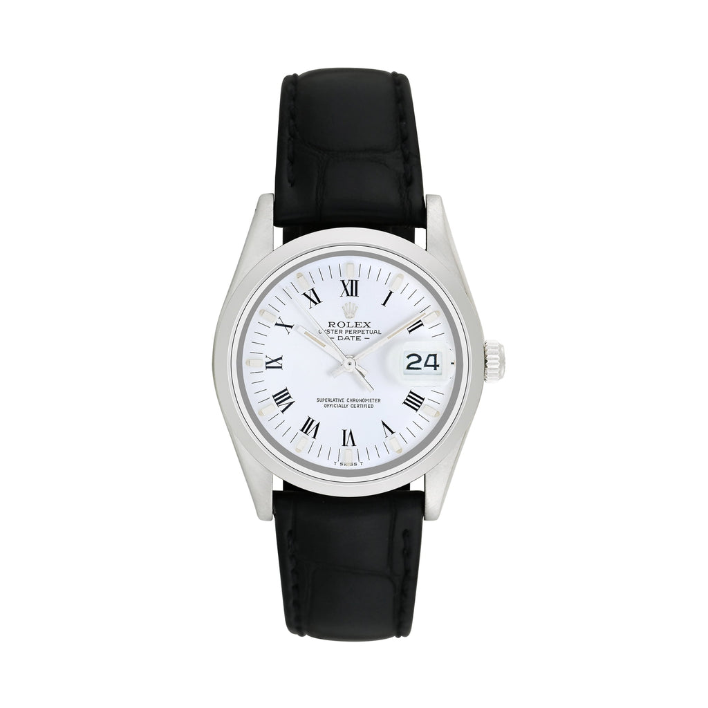 Pre-Owned Rolex Men's Date 34mm Generic black leather Wristwatch