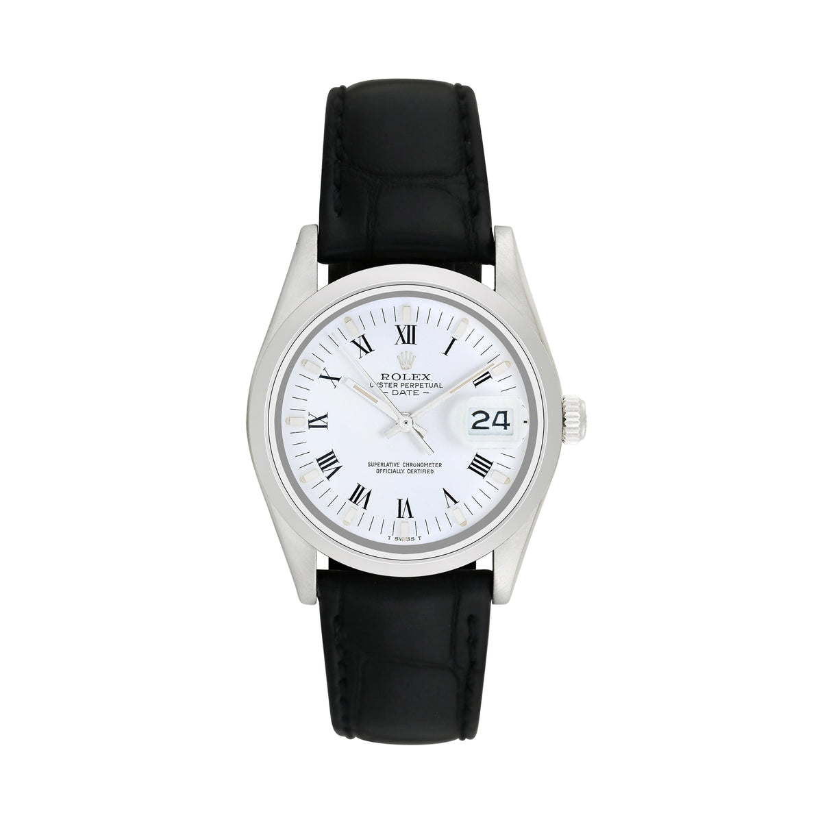 Pre-Owned Rolex Men's Date 34mm Generic black leather Wristwatch