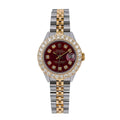 Pre-Owned Rolex Datejust 26MM 69173 Red Diamond Dial Diamond Bezel Two Tone Yellow Gold Jubilee Bracelet