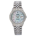 Pre-Owned Rolex Datejust 36MM 16234 White Mother of Pearl Diamond Dial Diamond Bezel Stainless Steel Semi Diamond Jubilee Bracelet