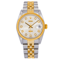 Pre-Owned Rolex Datejust 31MM 6824 Silver Pattern Diamond Dial Fluted Bezel Two Tone Yellow Gold Jubilee Bracelet