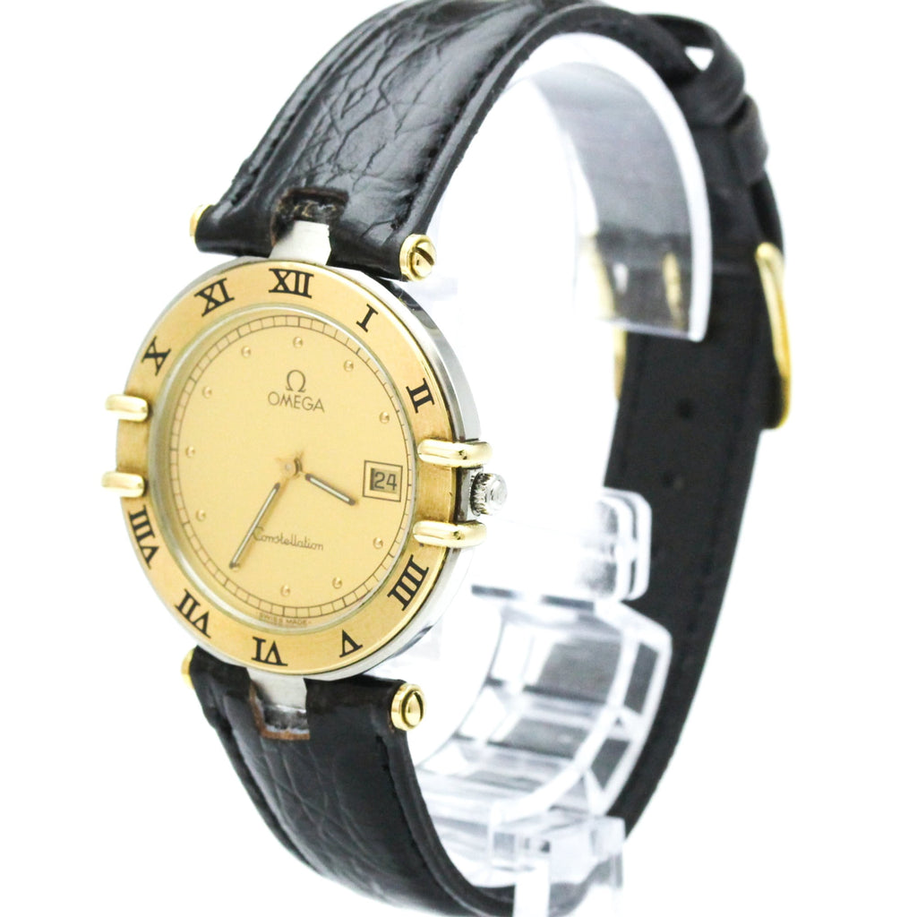 Pre-Owned OMEGA Constellation Date 18K Gold Steel Mens Watch 196.0360 Polished