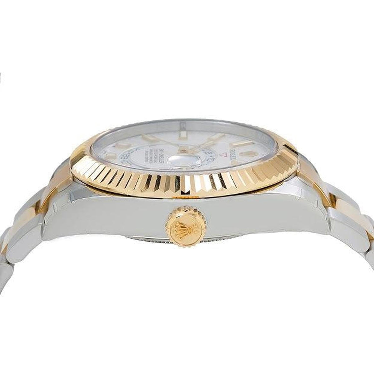 Pre-Owned Rolex Sky-Dweller 42MM 326933 White Dial Fluted Bezel Two Tone Yellow Gold Oyster Bracelet