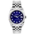 Pre-Owned Rolex Datejust 26MM 6916 Blue Diamond Dial Fluted Bezel Stainless Steel Jubilee Bracelet