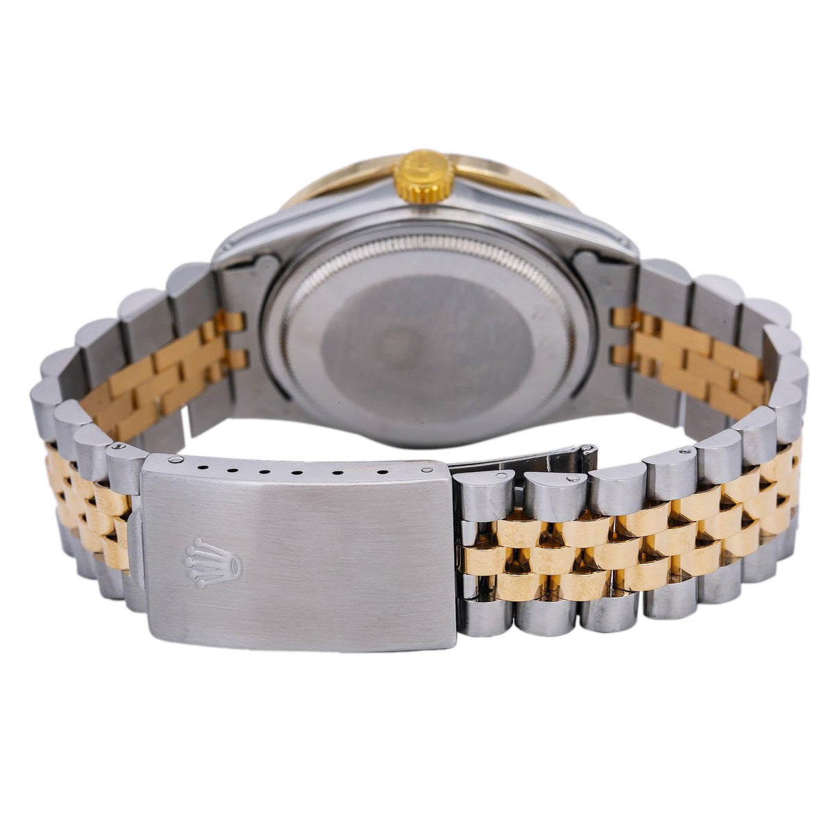 Pre-Owned Rolex Datejust 36MM 16233 Blue Roman Diamond Dial Diamond Bezel Two Tone Yellow Gold Jubilee Bracelet 1.35ct