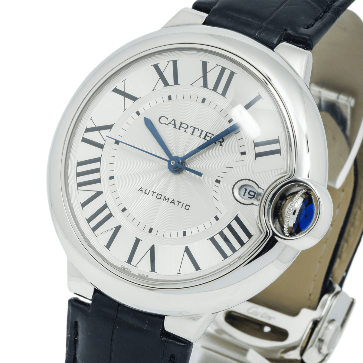 Pre-Owned Cartier Ballon Bleu Automatic Watch W69012Z4 Stainless Steel with Leather Bracelet