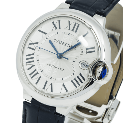 Pre-Owned Cartier Ballon Bleu Automatic Watch W69012Z4 Stainless Steel with Leather Bracelet