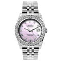 Pre-Owned Rolex Datejust 26MM 6916 Pink Mother of Pearl Diamond Dial Diamond Bezel Stainless Steel Jubilee Bracelet 1.2ct