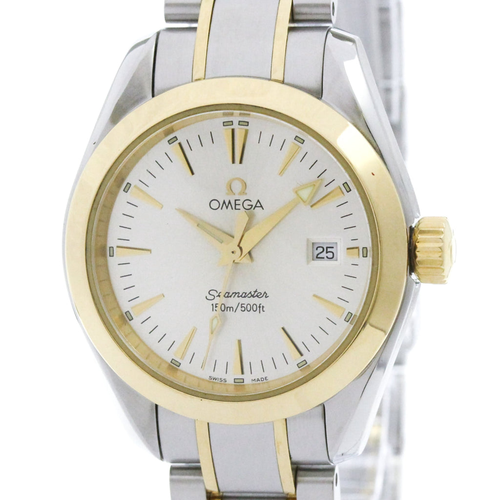 Pre-Owned OMEGA Seamaster Aqua Terra 18K Gold Steel Ladies Watch 2377.30 Polished