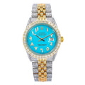Pre-Owned Rolex Datejust 36MM 1601 Blue Eastern Arabic Diamond Dial Diamond Bezel Two Tone Yellow Gold Full Diamond Jubilee Bracelet 8.75ct