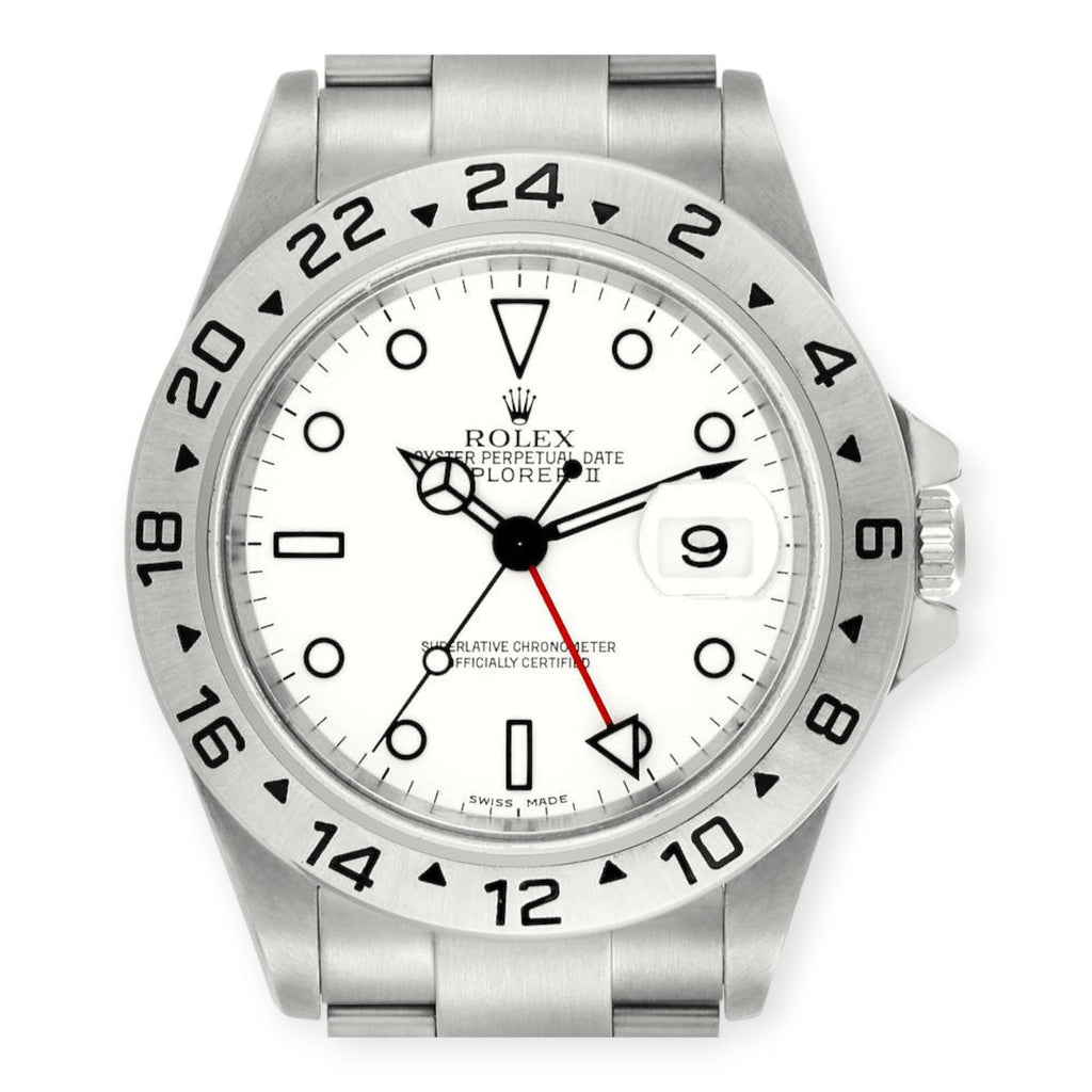 Pre-Owned Rolex Explorer II 16570 Polar White Dial Steel Mens Watch