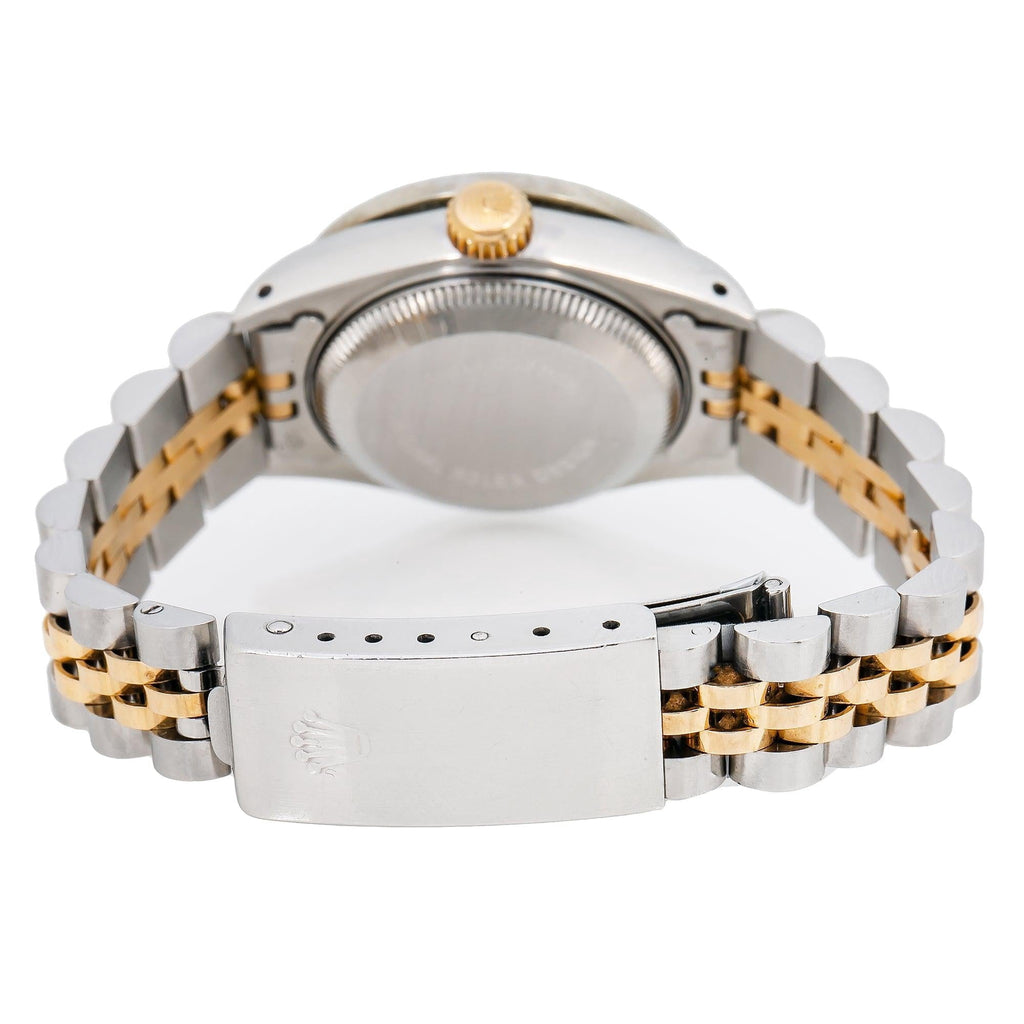 Pre-Owned Rolex Datejust 26MM 6917 Black Diamond Dial Diamond Bezel Two Tone Yellow Gold Jubilee Bracelet 1.2ct