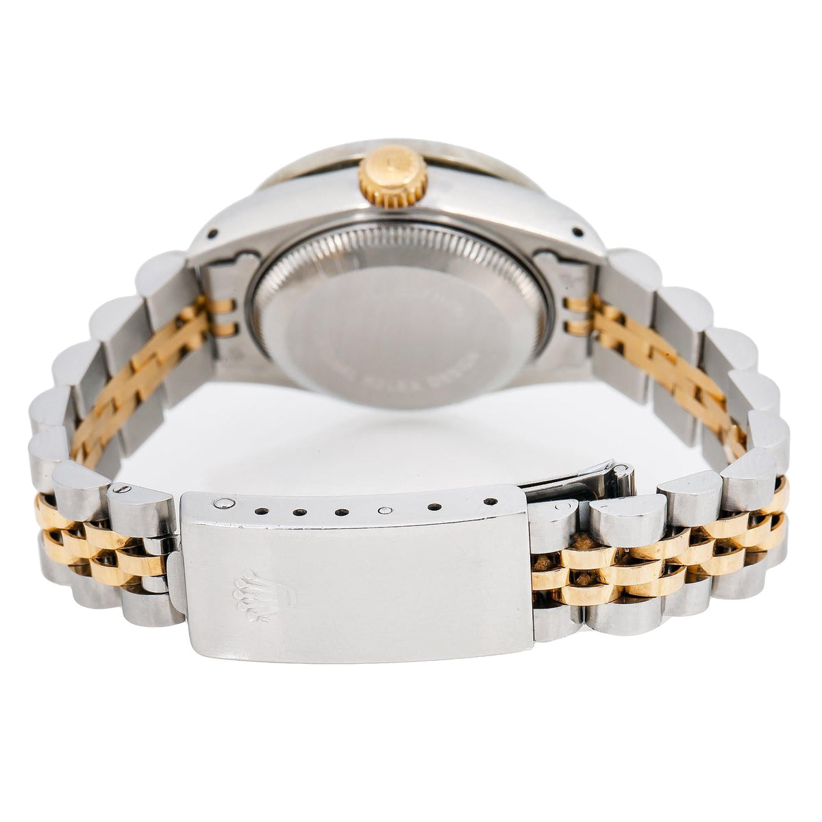 Pre-Owned Rolex Datejust 26MM 6917 Black Diamond Dial Diamond Bezel Two Tone Yellow Gold Jubilee Bracelet 1.2ct