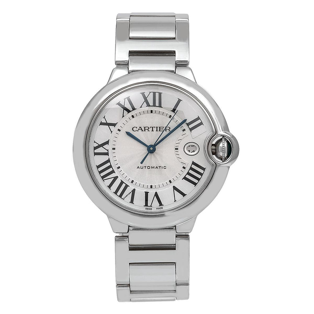 Pre-Owned Cartier Ballon Bleu 42MM W69013Z2 Silver Roman Dial Stainless Steel Bracelet