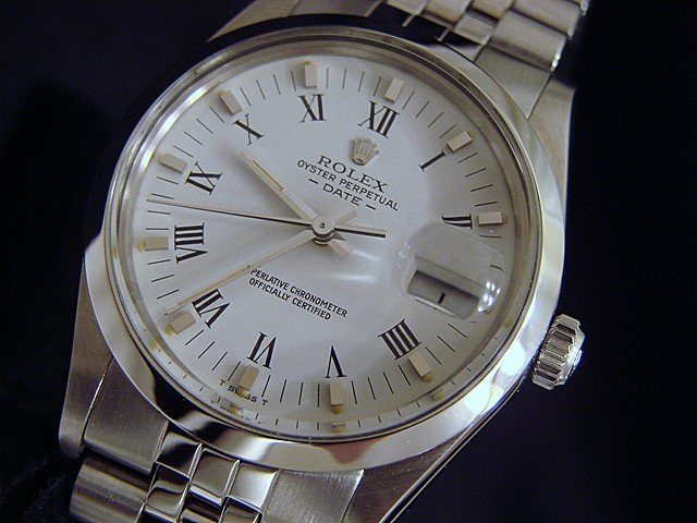 Pre-Owned Mens Rolex Stainless Steel Date White Roman 15000