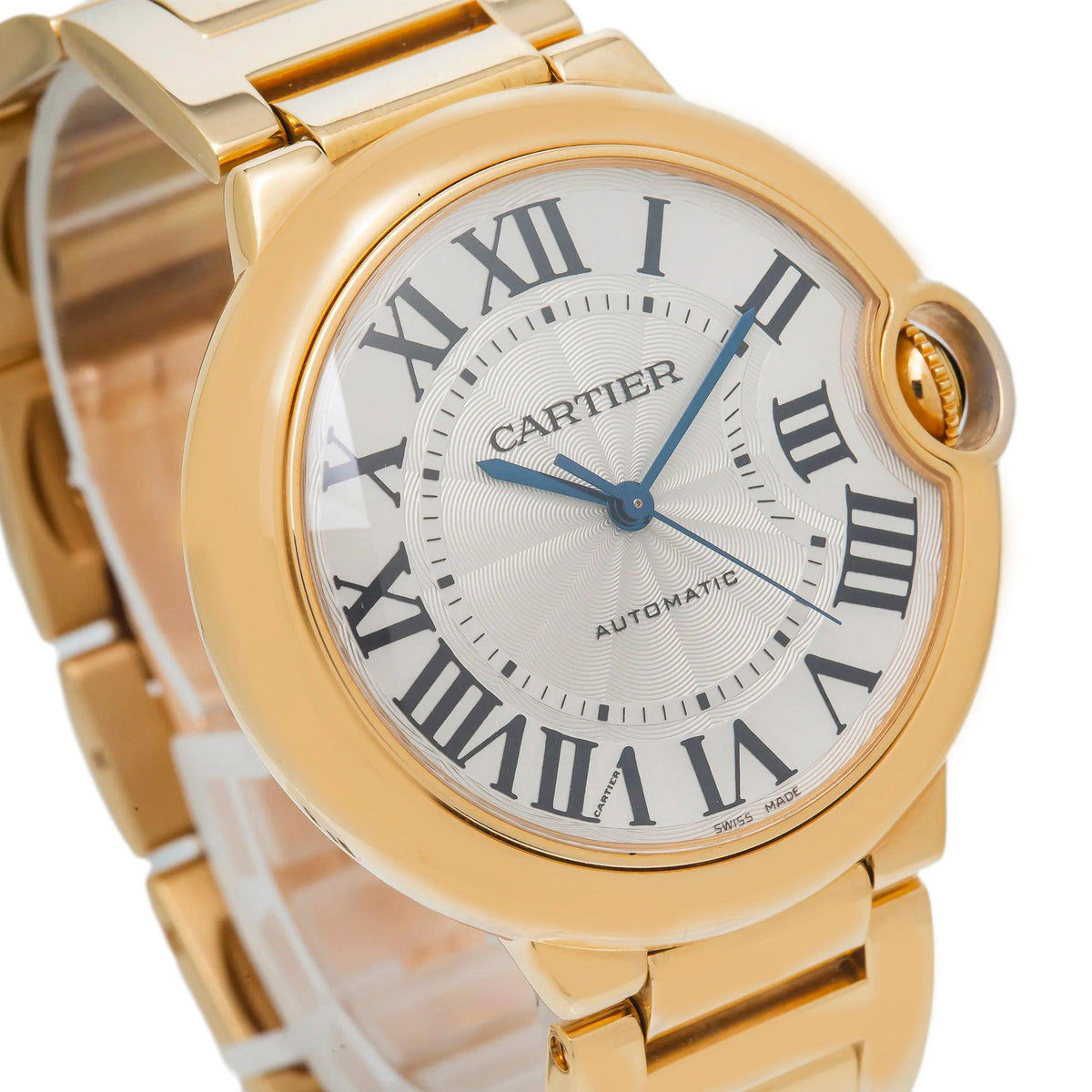 Pre-Owned Cartier Ballon Bleu WGBB0046 Yellow Gold 36MM Silver Dial