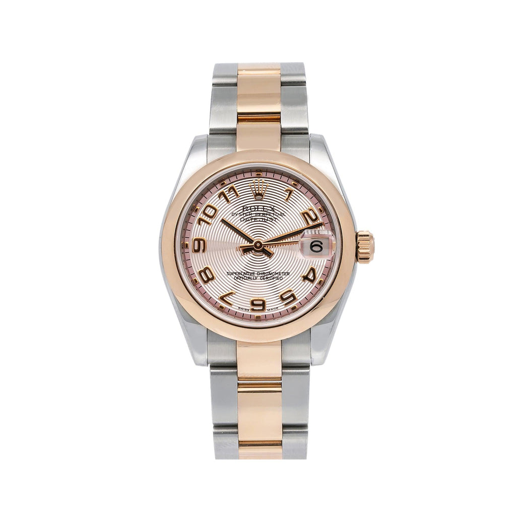 Pre-Owned Rolex Datejust 31MM 178241 Pink Concentric Arabic Dial Smooth Bezel Two Tone Rose Gold Oyster Bracelet