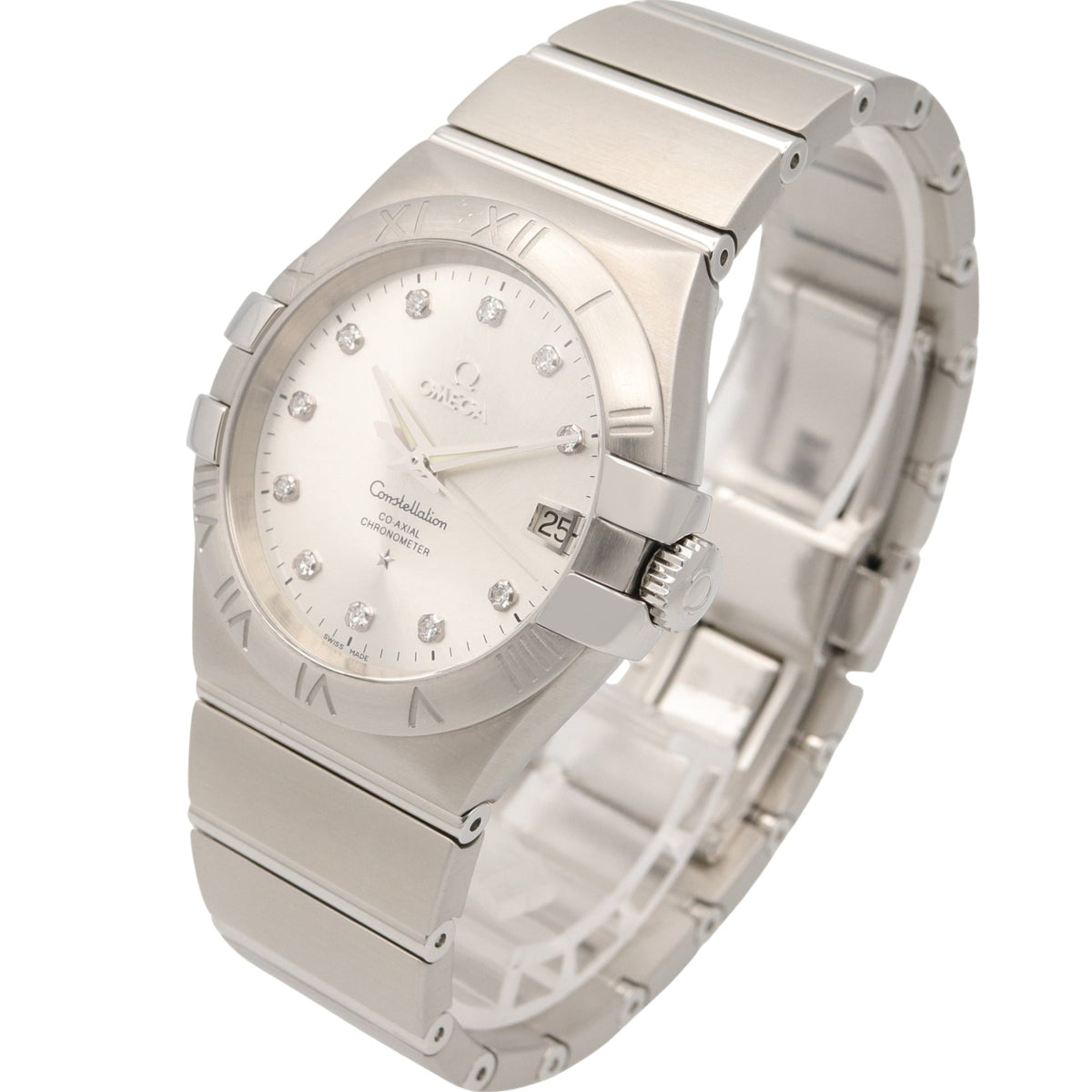 Pre-Owned Omega Constellation Co-Axial 11-Diamond Watch, Stainless Steel, Silver Tone, Men's,...