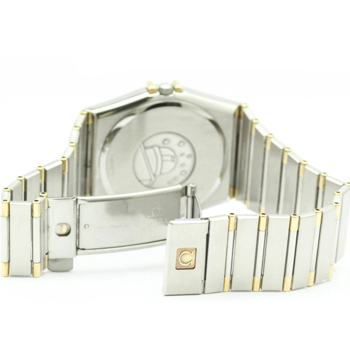 Pre-Owned OMEGA Constellation 18K Gold Steel Quartz Mens Watch 396.1080 Polished