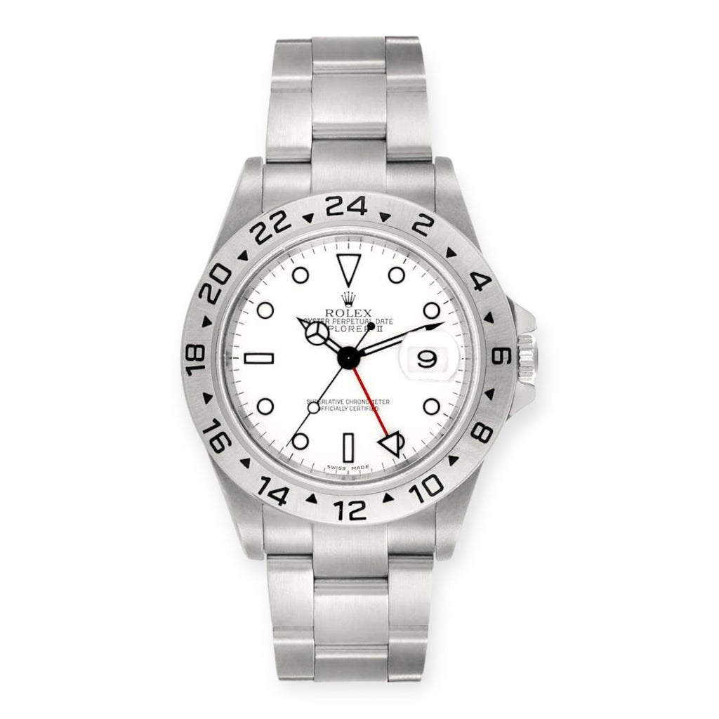 Pre-Owned Rolex Explorer II 16570 Polar White Dial Steel Mens Watch