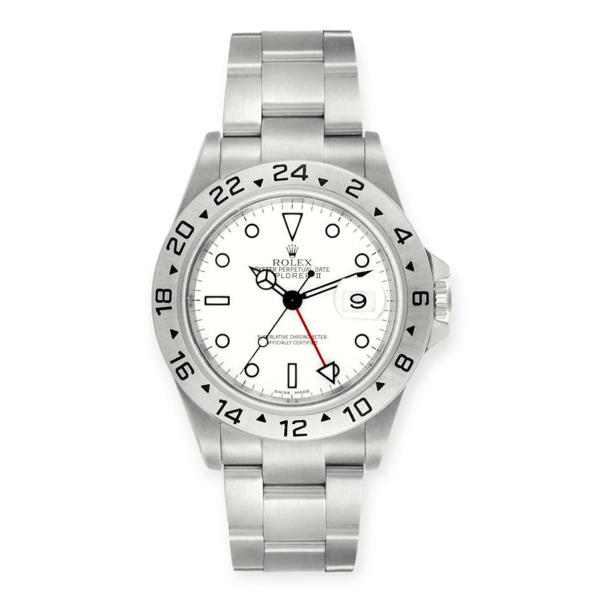 Pre-Owned Rolex Explorer II 16570 Polar White Dial Steel Mens Watch