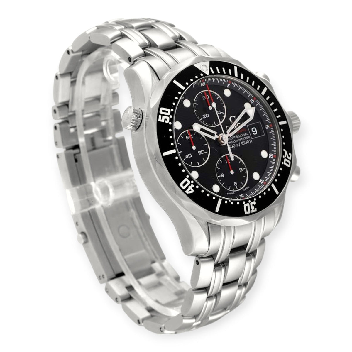 Pre-Owned Omega Seamaster Chronograph 213.30.42.40.01.001 Black Dial Steel Mens Watch