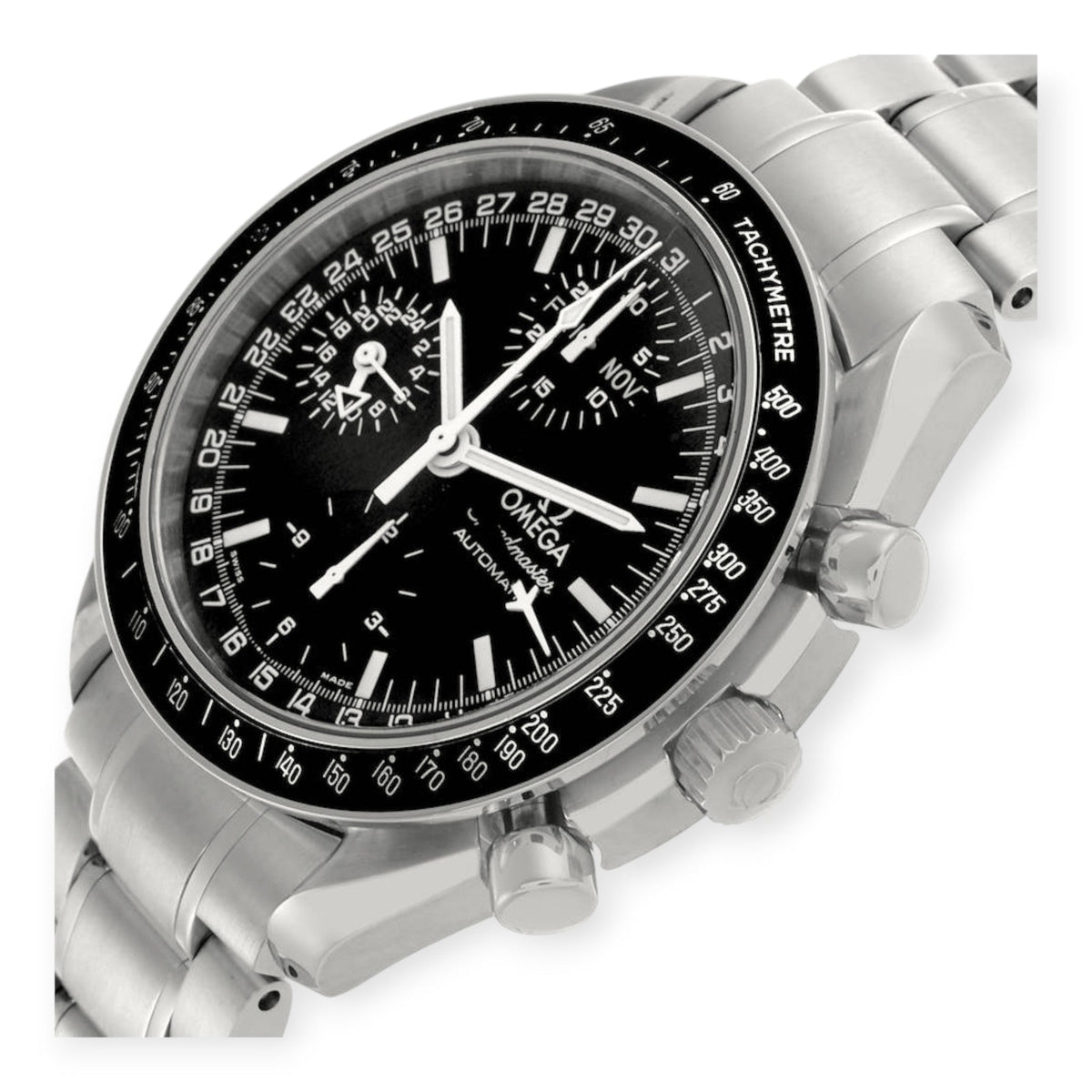 Pre-Owned Omega Speedmaster Day-Date 3520.50.00 Black Dial Steel Mens Watch