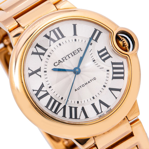 Pre-Owned Cartier Ballon Bleu W69004Z2 36MM White Dial With Rose Gold Bracelet