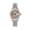 Pre-Owned Rolex Date 26MM 6924 Brown Dial Engine Turned Bezel Stainless Steel Jubilee Bracelet