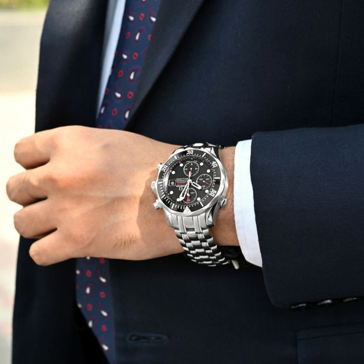 Pre-Owned Omega Seamaster Chronograph 213.30.42.40.01.001 Black Dial Steel Mens Watch