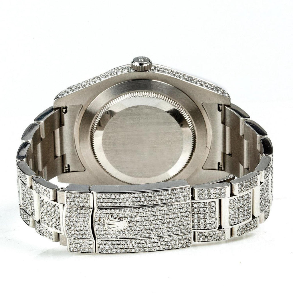 Pre-Owned Rolex Datejust 41MM 116300 Diamond Paved Eastern Arabic Dial Diamond Bezel Stainless Steel Full Diamond Oyster Bracelet 13ct