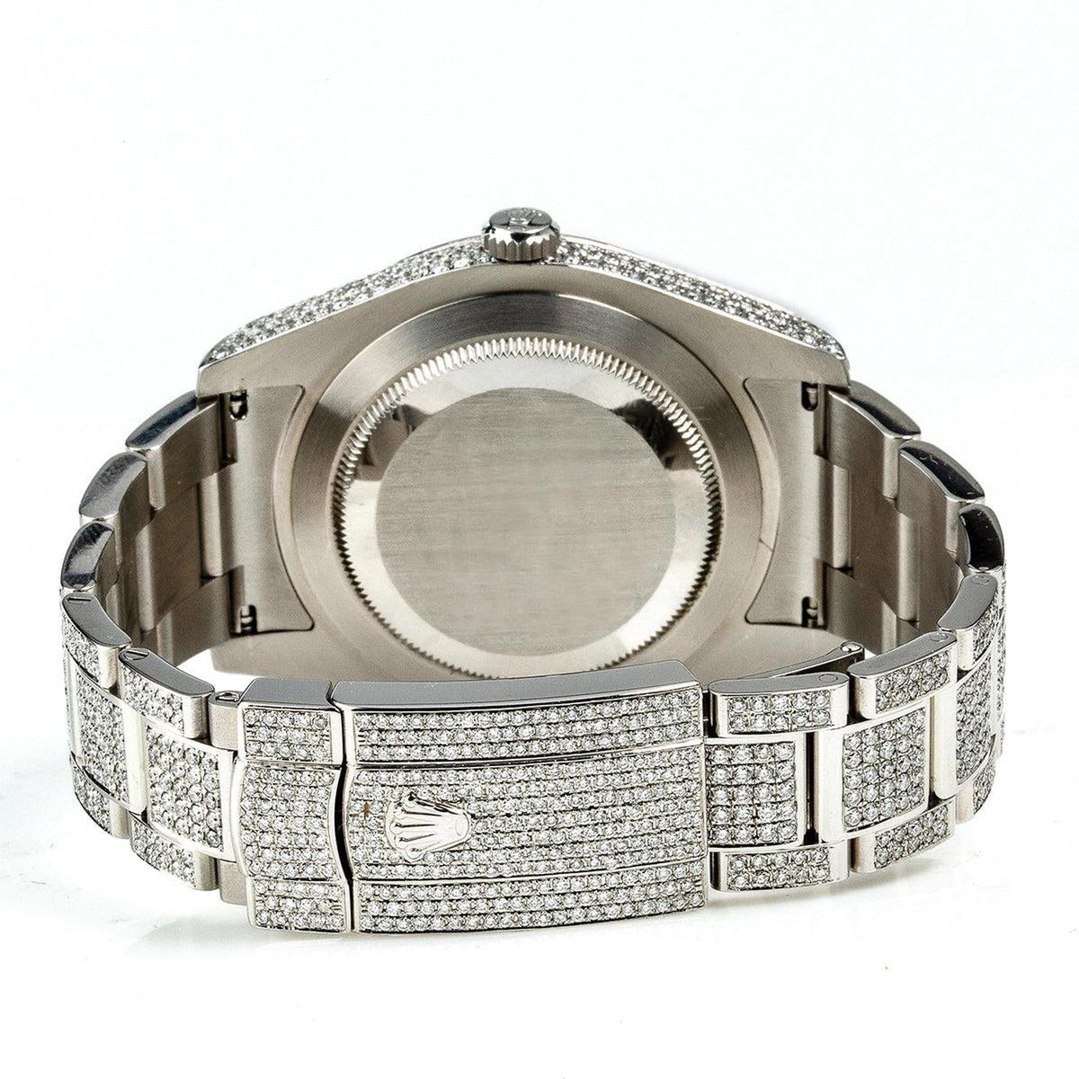 Pre-Owned Rolex Datejust 41MM 116300 Diamond Paved Eastern Arabic Dial Diamond Bezel Stainless Steel Full Diamond Oyster Bracelet 13ct