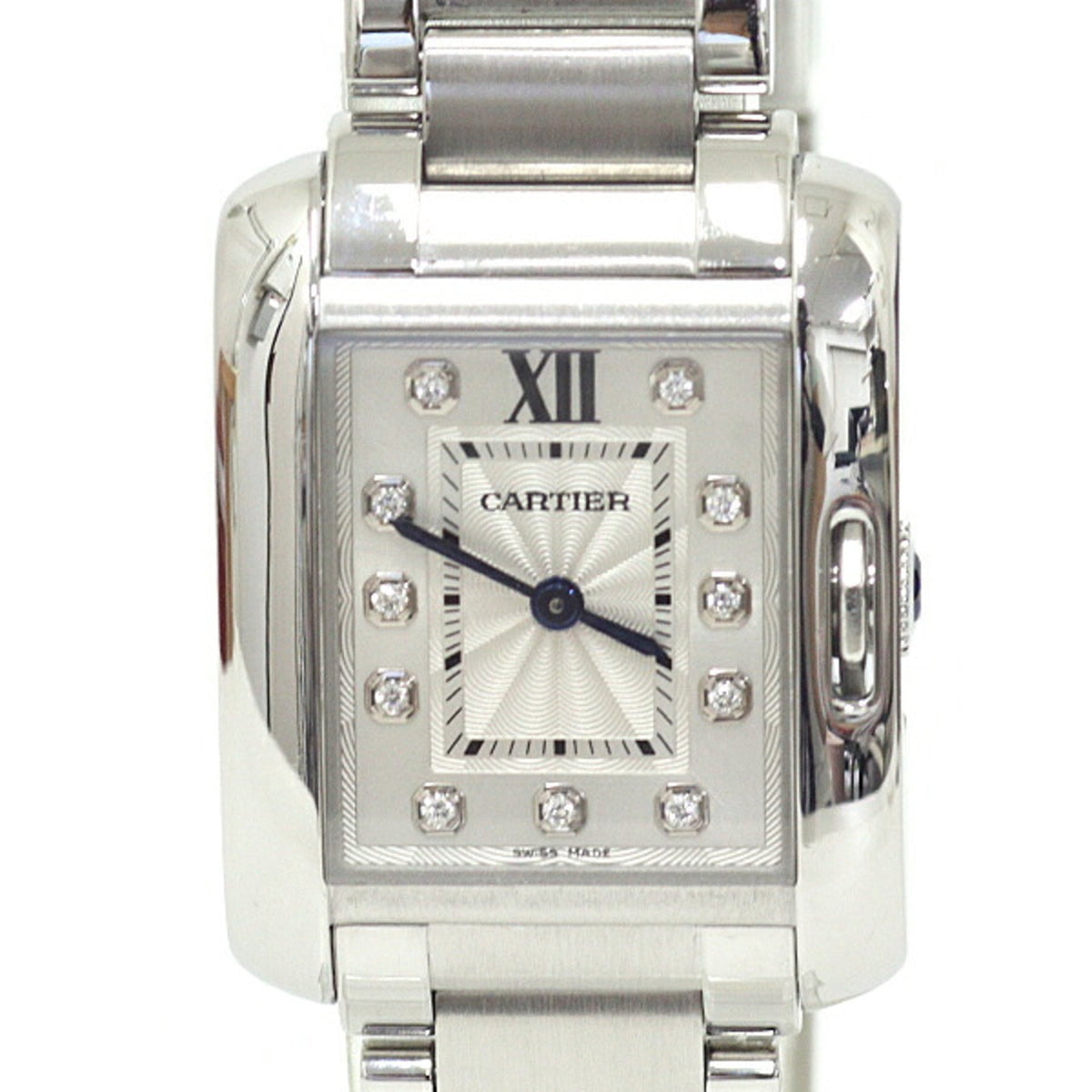 Pre-Owned Cartier women's watch Tank Anglaise SM W4TA0003, diamond, stainless steel, quartz,...